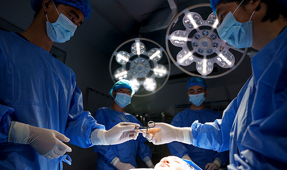 Surgical team in an operating room