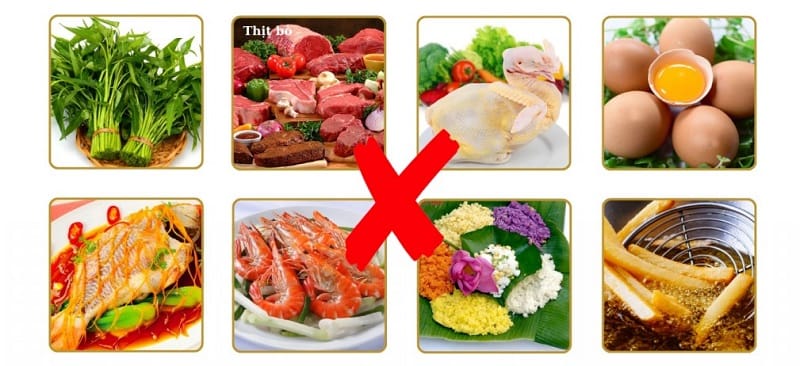 Tránh ăn thịt bò, rau muống, thịt gà, trứng sau nâng mũi