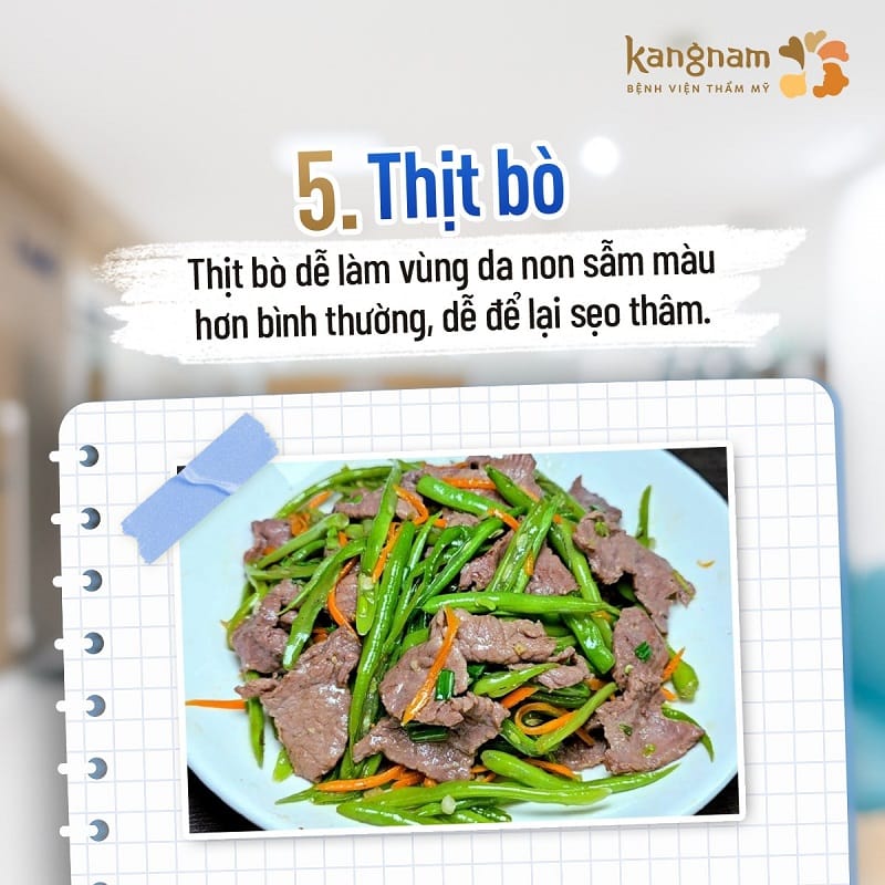 Thịt bò khiến vết thương dễ sẫm màu