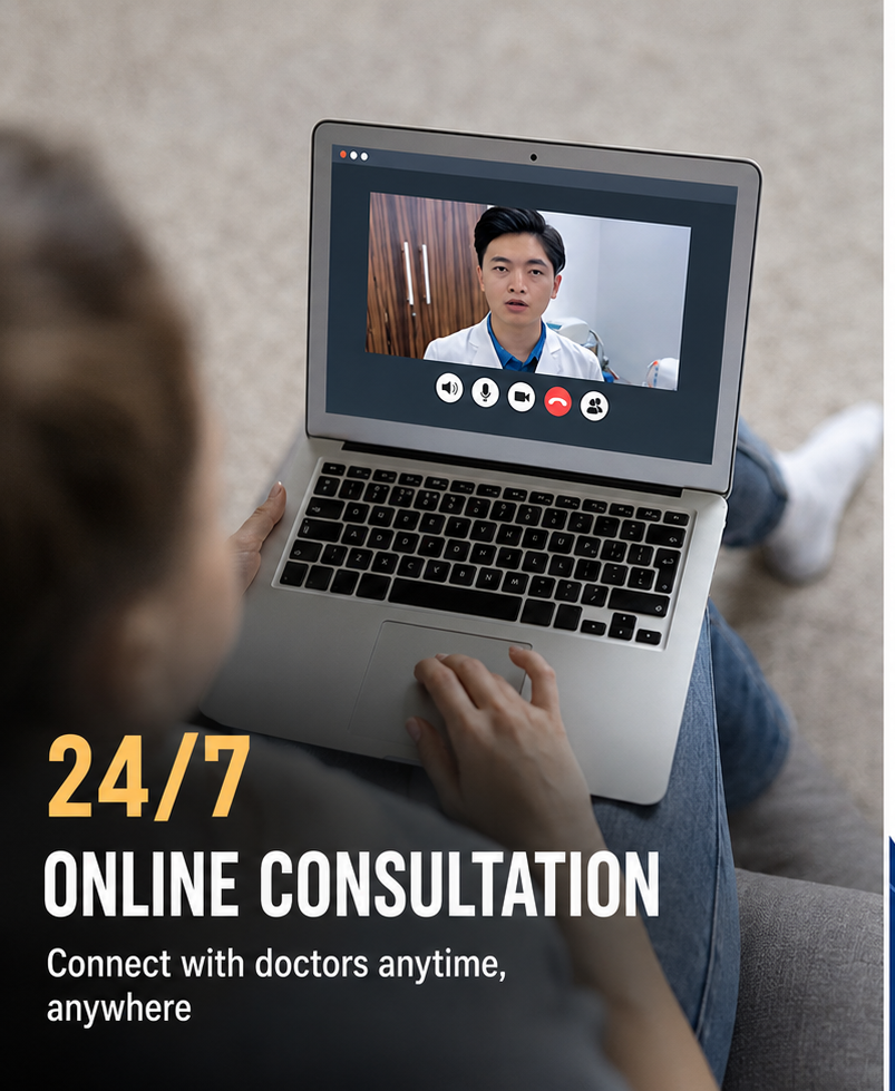 Remote consultation support provided by doctors for overseas clients after returning abroad