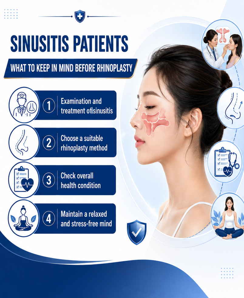 Individuals suffering from sinusitis still require a thorough examination before undergoing rhinoplasty. Stabilizing the condition, selecting the appropriate technique, and undergoing a general health check-up will help ensure a safer and more reassuring procedure. 
