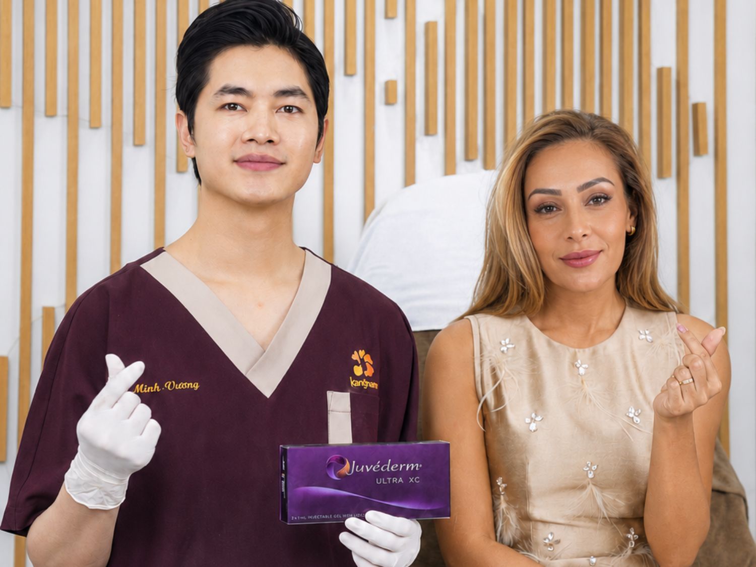 Meliora and Dr. Minh Vuong after cheek filler injections at Kangnam. 