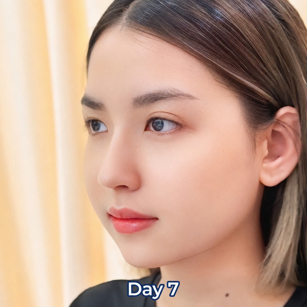 US-based overseas Vietnamese client after 7 days of rhinoplasty recovery with stable results