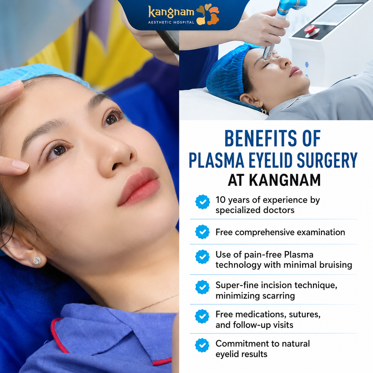 Plasma-assisted instruments and fine sutures may support precise eyelid surgery.