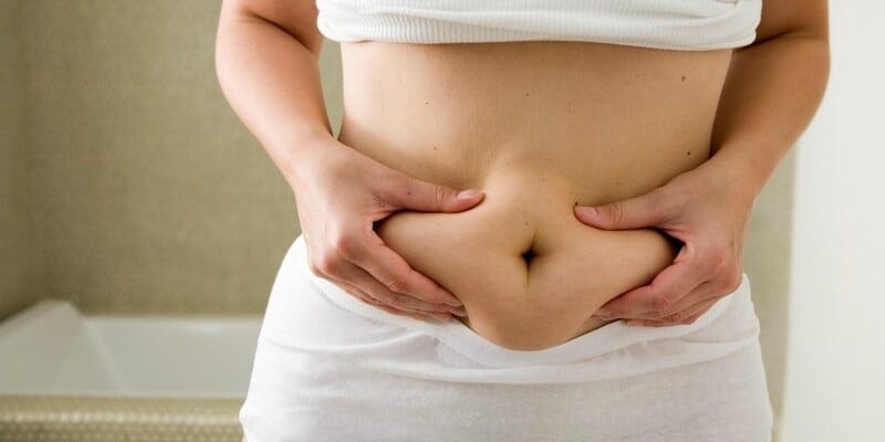 The abdominal region accumulates a lot of excess fat after childbirth