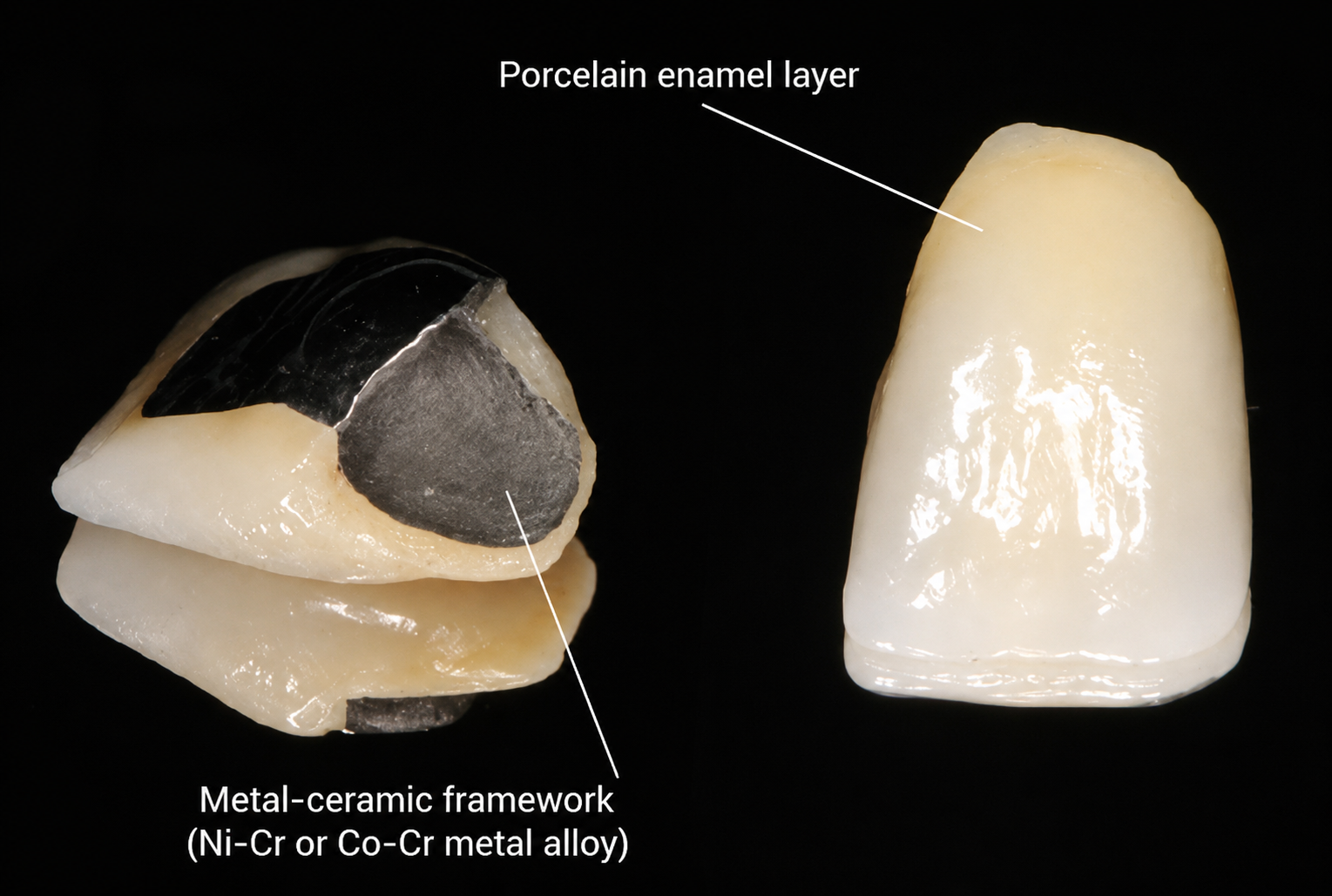 Conventional metal-ceramic crowns.