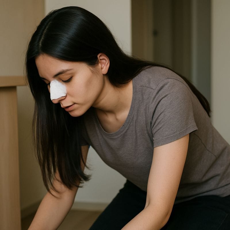 After rhinoplasty, patients may begin bending their head down gently after approximately 1–2 weeks.