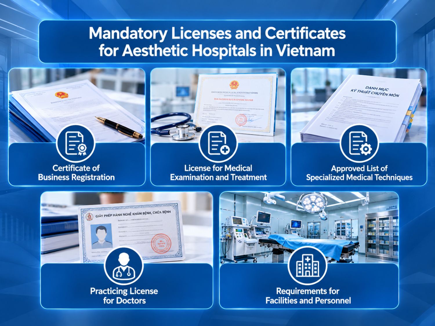 What accreditation or license should a Vietnamese cosmetic hospital have?