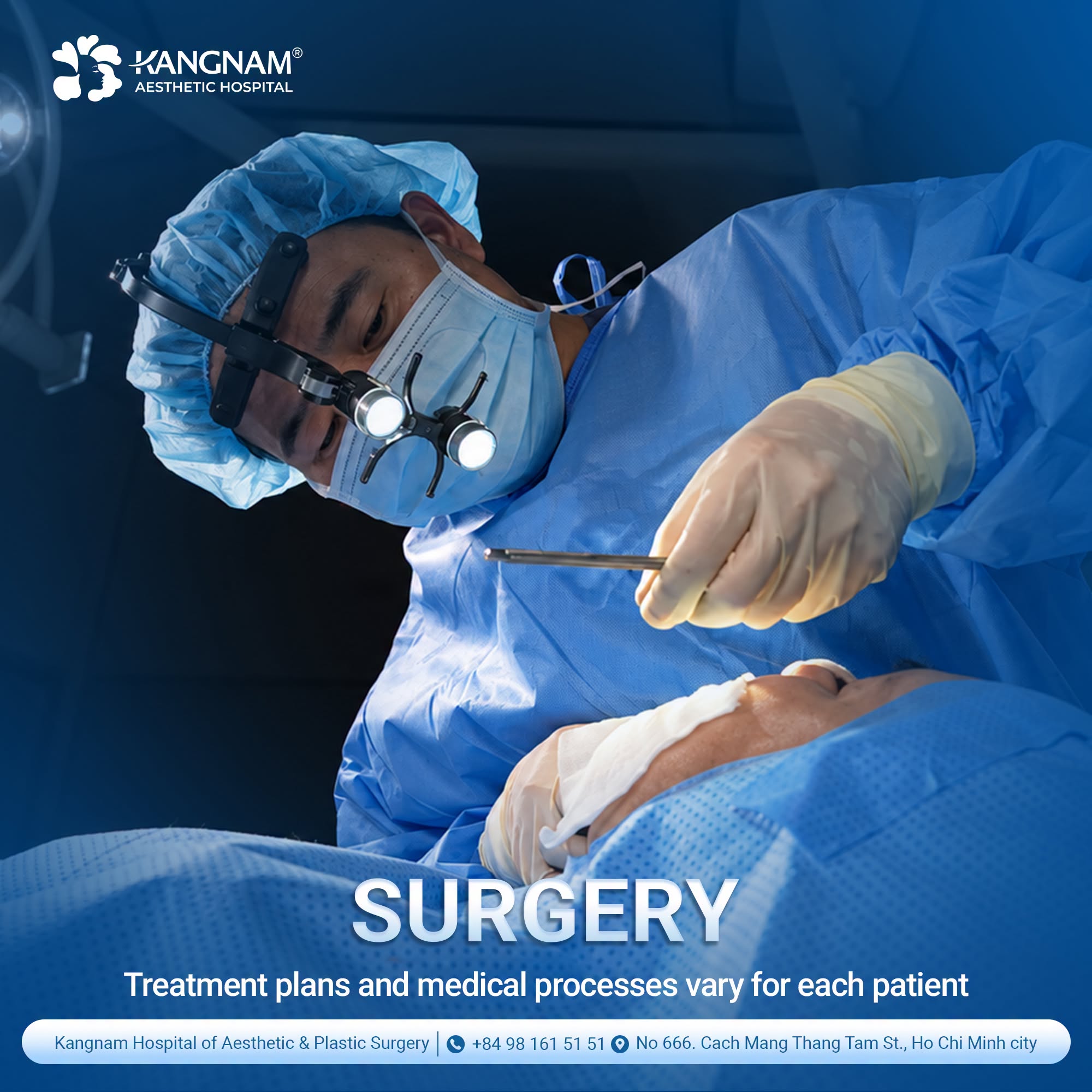 Cosmetic surgery is performed in a dedicated surgical setting, with the treatment plan and medical process tailored to each patient’s individual condition.