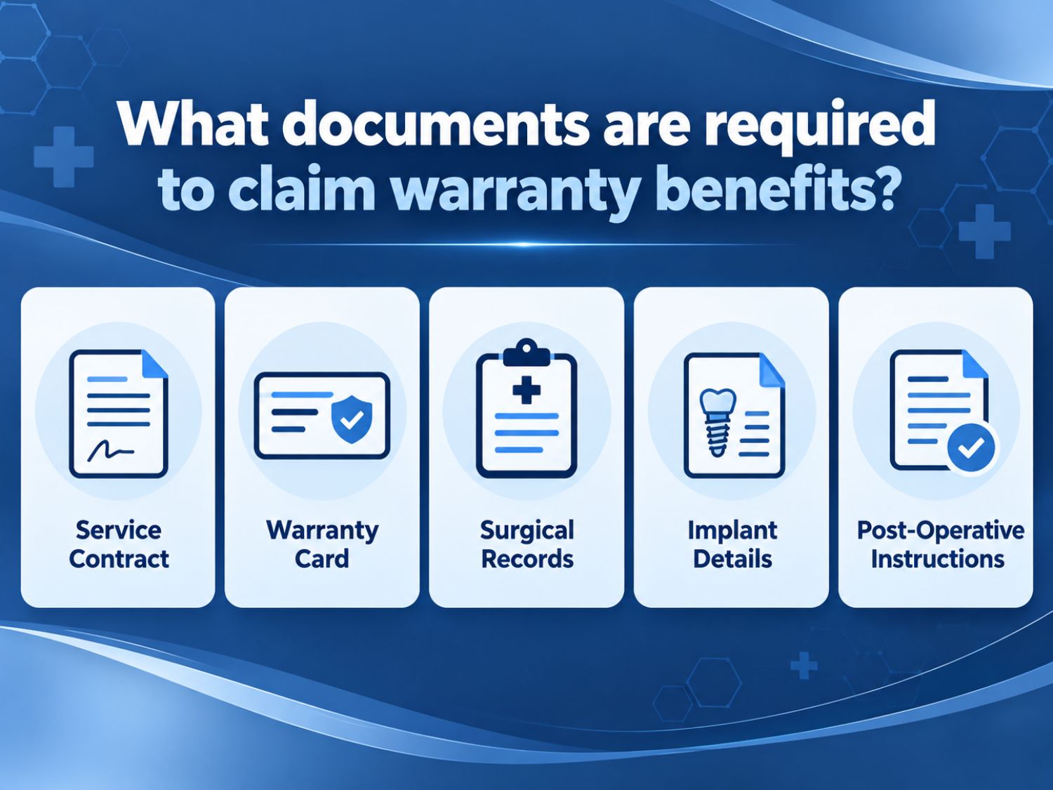To request warranty benefits after cosmetic surgery, patients should retain their service contracts, warranty cards, surgical records, implant details, and post-operative care instructions. These documents help the hospital verify treatment information, assess the patient's condition, and determine eligibility for warranty coverage based on the applicable terms and policies.